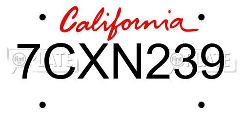 7CXN239 California License Plate