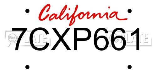 7CXP661 California License Plate