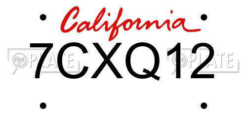 7CXQ12 California License Plate