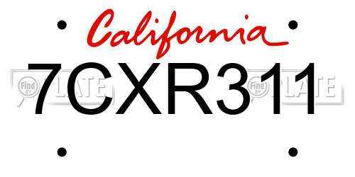 7CXR311 California License Plate