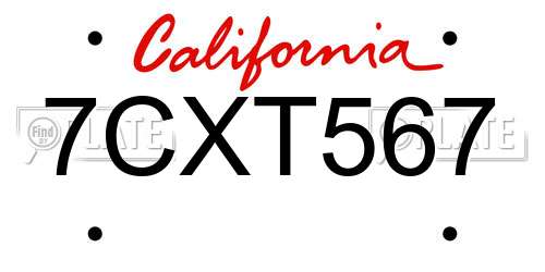 7CXT567 California License Plate