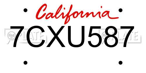 7CXU587 California License Plate