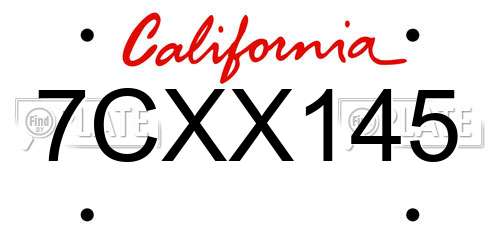 7CXX145 California License Plate