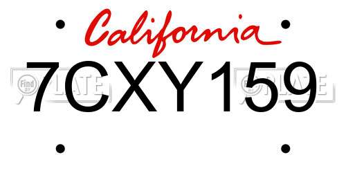 7CXY159 California License Plate