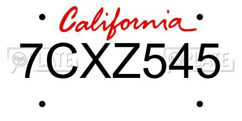 7CXZ545 California License Plate