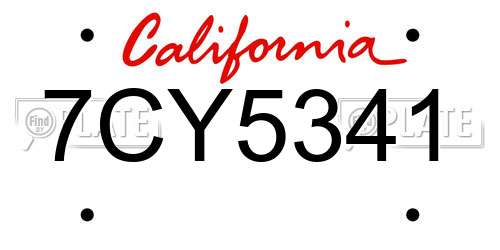 7CY5341 California License Plate