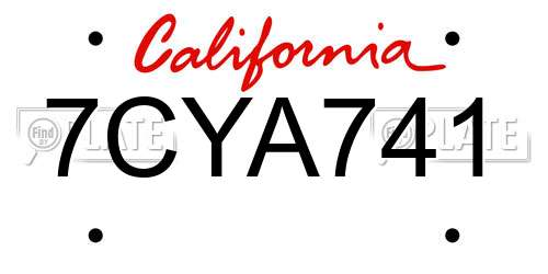 7CYA741 California License Plate