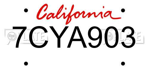 7CYA903 California License Plate