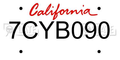 7CYB090 California License Plate
