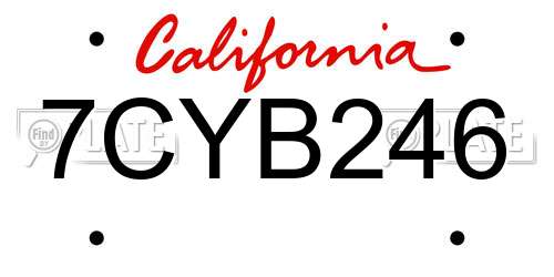 7CYB246 California License Plate