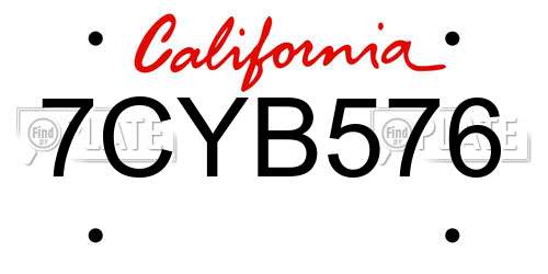 7CYB576 California License Plate