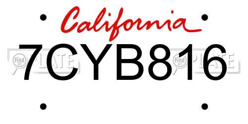 7CYB816 California License Plate