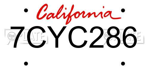 7CYC286 California License Plate