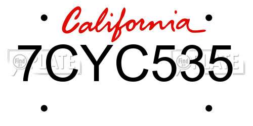 7CYC535 California License Plate