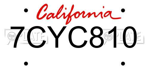 7CYC810 California License Plate