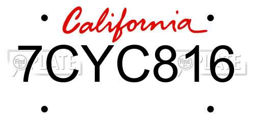 7CYC816 California License Plate