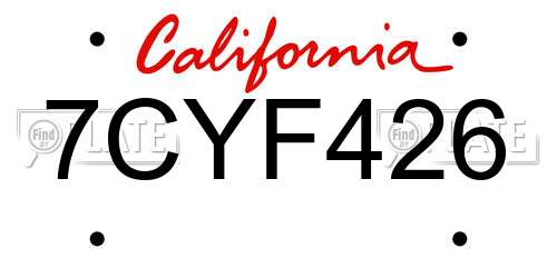 7CYF426 California License Plate