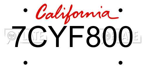 7CYF800 California License Plate