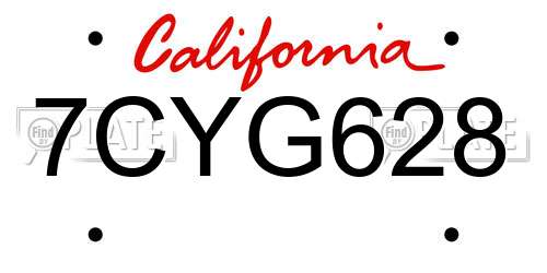 7CYG628 California License Plate
