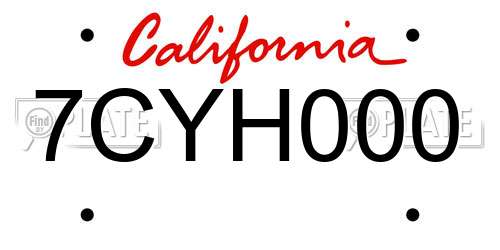 7CYH000 California License Plate