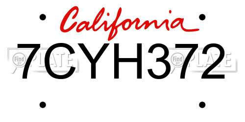 7CYH372 California License Plate