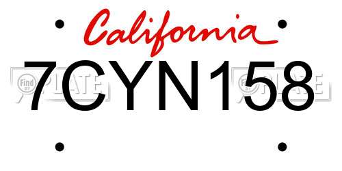 7CYN158 California License Plate