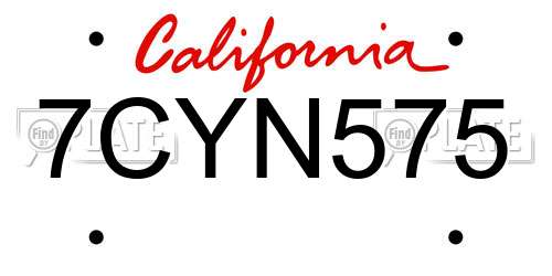 7CYN575 California License Plate