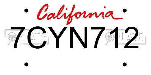 7CYN712 California License Plate