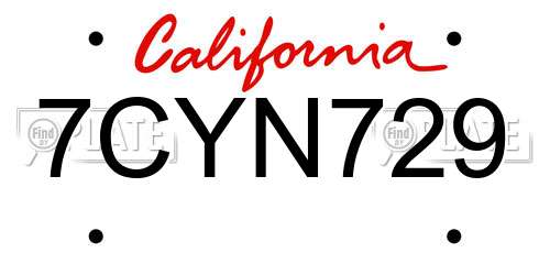 7CYN729 California License Plate
