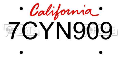 7CYN909 California License Plate
