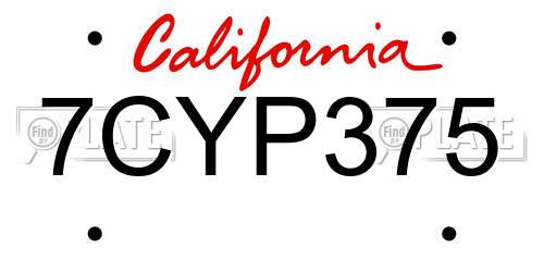7CYP375 California License Plate