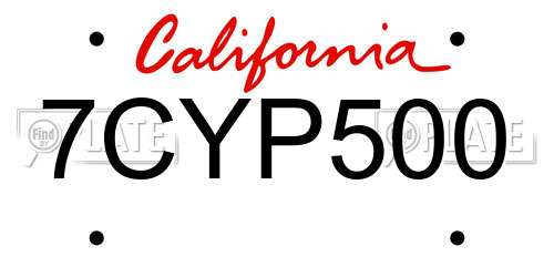7CYP500 California License Plate