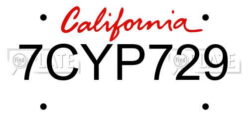 7CYP729 California License Plate