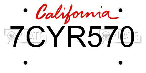 7CYR570 California License Plate