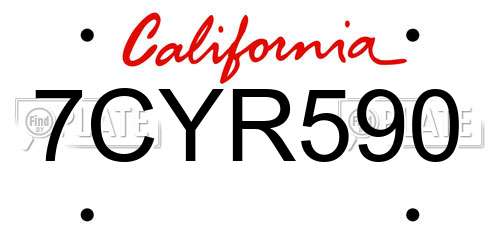 7CYR590 California License Plate