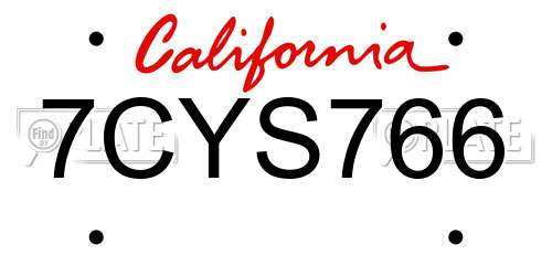 7CYS766 California License Plate