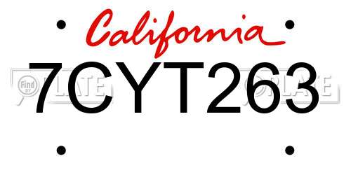 7CYT263 California License Plate