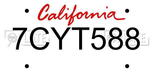7CYT588 California License Plate