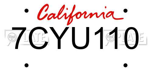 7CYU110 California License Plate