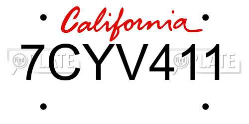 7CYV411 California License Plate