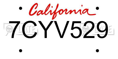 7CYV529 California License Plate