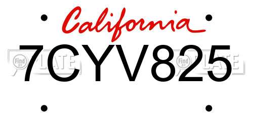 7CYV825 California License Plate