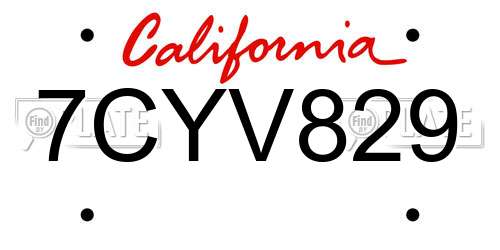 7CYV829 California License Plate
