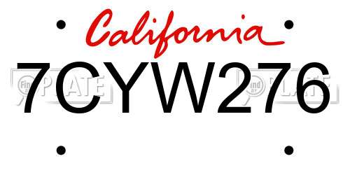 7CYW276 California License Plate