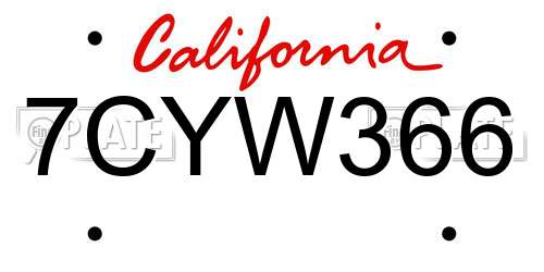 7CYW366 California License Plate