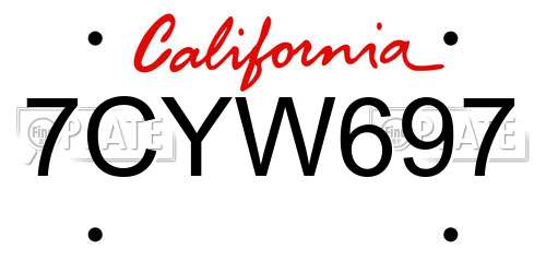7CYW697 California License Plate