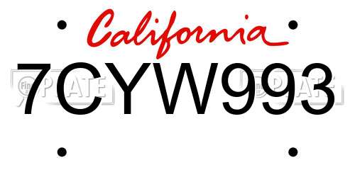7CYW993 California License Plate