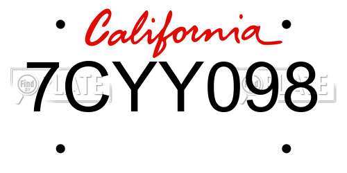 7CYY098 California License Plate