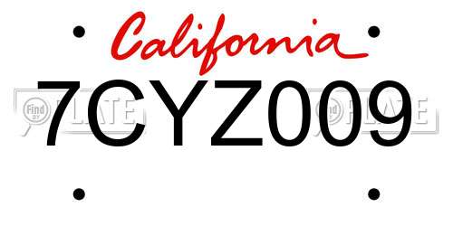 7CYZ009 California License Plate