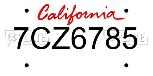 7CZ6785 California License Plate